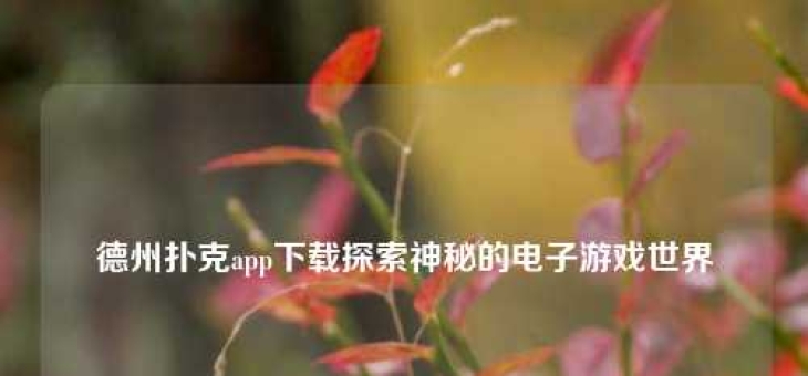 德州扑克app下载探索神秘的电子游戏世界