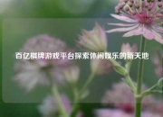 百亿棋牌游戏平台探索休闲娱乐的新天地