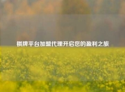 棋牌平台加盟代理开启您的盈利之旅
