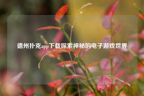 德州扑克app下载探索神秘的电子游戏世界