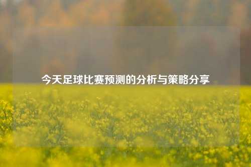 今天足球比赛预测的分析与策略分享