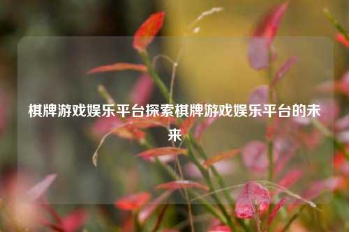 棋牌游戏娱乐平台探索棋牌游戏娱乐平台的未来
