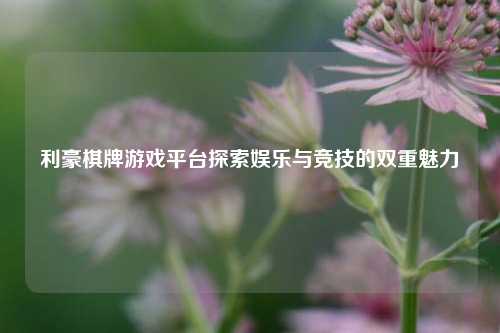 利豪棋牌游戏平台探索娱乐与竞技的双重魅力