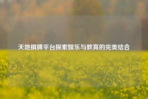 天地棋牌平台探索娱乐与教育的完美结合