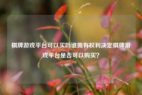 棋牌游戏平台可以买吗谁拥有权利决定棋牌游戏平台是否可以购买？