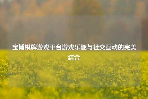 宝博棋牌游戏平台游戏乐趣与社交互动的完美结合