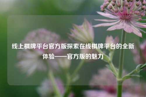 线上棋牌平台官方版探索在线棋牌平台的全新体验——官方版的魅力