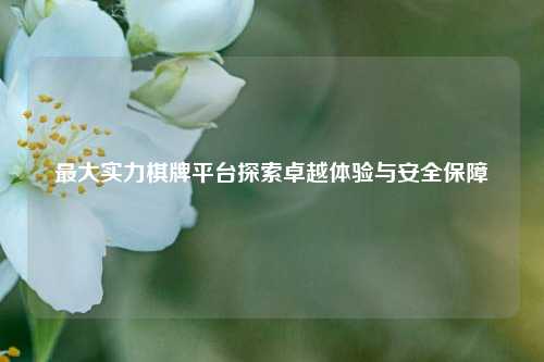 最大实力棋牌平台探索卓越体验与安全保障