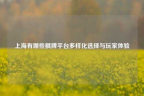 上海有哪些棋牌平台多样化选择与玩家体验
