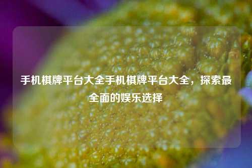 手机棋牌平台大全手机棋牌平台大全，探索最全面的娱乐选择