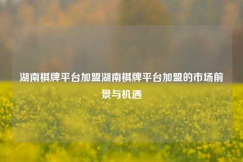 湖南棋牌平台加盟湖南棋牌平台加盟的市场前景与机遇
