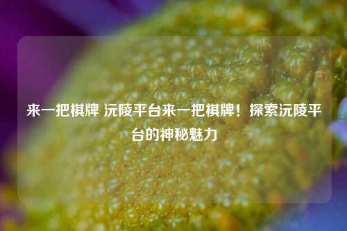 来一把棋牌 沅陵平台来一把棋牌！探索沅陵平台的神秘魅力