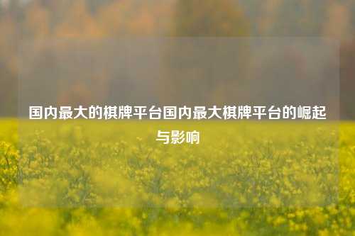 国内最大的棋牌平台国内最大棋牌平台的崛起与影响
