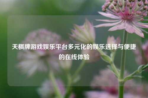 天棋牌游戏娱乐平台多元化的娱乐选择与便捷的在线体验