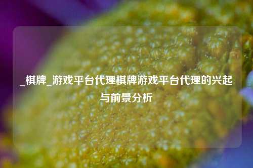 _棋牌_游戏平台代理棋牌游戏平台代理的兴起与前景分析