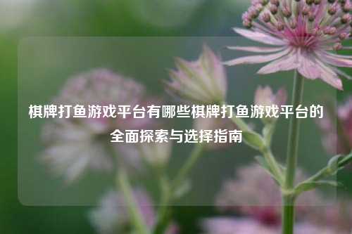 棋牌打鱼游戏平台有哪些棋牌打鱼游戏平台的全面探索与选择指南