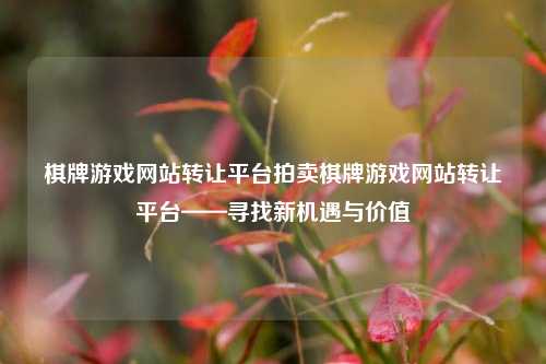 棋牌游戏网站转让平台拍卖棋牌游戏网站转让平台——寻找新机遇与价值