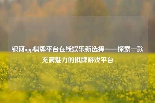 银河app棋牌平台在线娱乐新选择——探索一款充满魅力的棋牌游戏平台