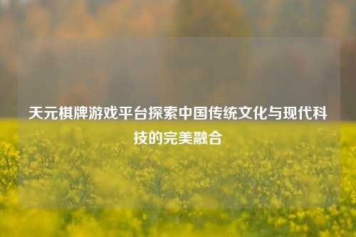 天元棋牌游戏平台探索中国传统文化与现代科技的完美融合