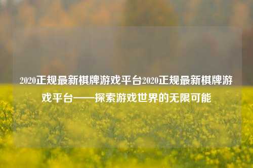 2020正规最新棋牌游戏平台2020正规最新棋牌游戏平台——探索游戏世界的无限可能