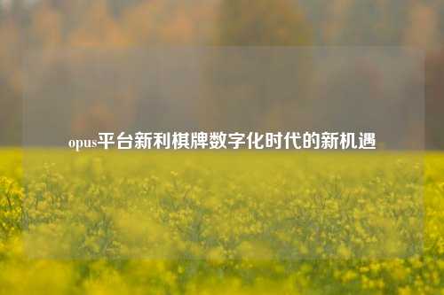 opus平台新利棋牌数字化时代的新机遇