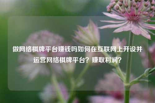 做网络棋牌平台赚钱吗如何在互联网上开设并运营网络棋牌平台？赚取利润？