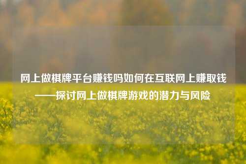 网上做棋牌平台赚钱吗如何在互联网上赚取钱——探讨网上做棋牌游戏的潜力与风险