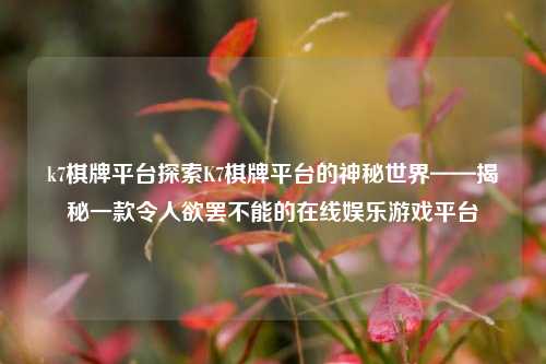 k7棋牌平台探索K7棋牌平台的神秘世界——揭秘一款令人欲罢不能的在线娱乐游戏平台
