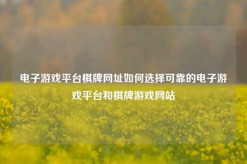 电子游戏平台棋牌网址如何选择可靠的电子游戏平台和棋牌游戏网站