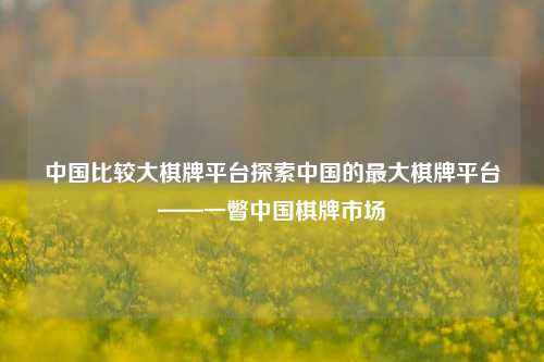 中国比较大棋牌平台探索中国的最大棋牌平台——一瞥中国棋牌市场