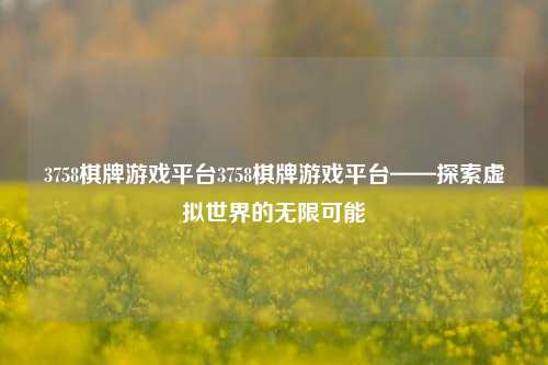 3758棋牌游戏平台3758棋牌游戏平台——探索虚拟世界的无限可能