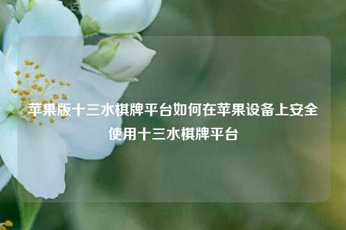 苹果版十三水棋牌平台如何在苹果设备上安全使用十三水棋牌平台