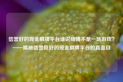 信誉好的现金棋牌平台谁说赌博不是一场游戏？——揭秘信誉良好的现金棋牌平台的真面目