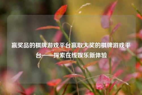 赢奖品的棋牌游戏平台赢取大奖的棋牌游戏平台——探索在线娱乐新体验