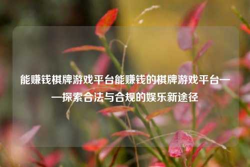 能赚钱棋牌游戏平台能赚钱的棋牌游戏平台——探索合法与合规的娱乐新途径