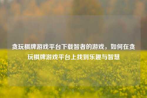 贪玩棋牌游戏平台下载智者的游戏，如何在贪玩棋牌游戏平台上找到乐趣与智慧