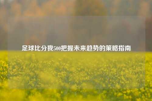 足球比分我500把握未来趋势的策略指南