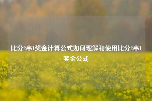 比分2串1奖金计算公式如何理解和使用比分2串1奖金公式