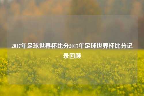2017年足球世界杯比分2017年足球世界杯比分记录回顾