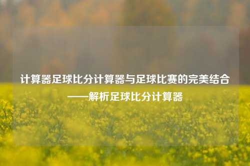 计算器足球比分计算器与足球比赛的完美结合——解析足球比分计算器