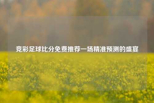 竞彩足球比分免费推荐一场精准预测的盛宴
